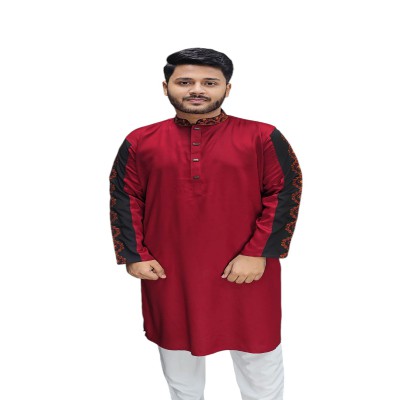 Sleeve Contrast Embroidery