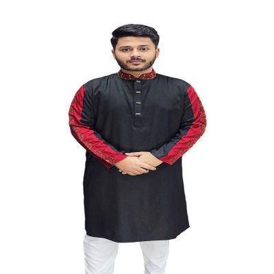 Sleeve Contrast Embroidery